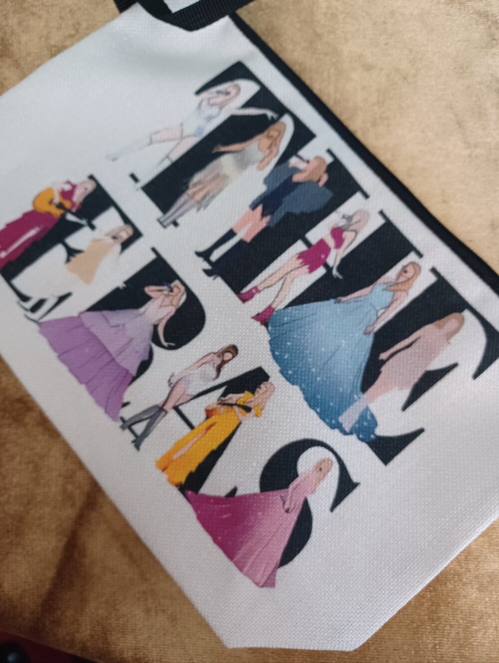 White Canvas ERAS Pouch - Multi-Color Costume Illustrations NEW Set of 2